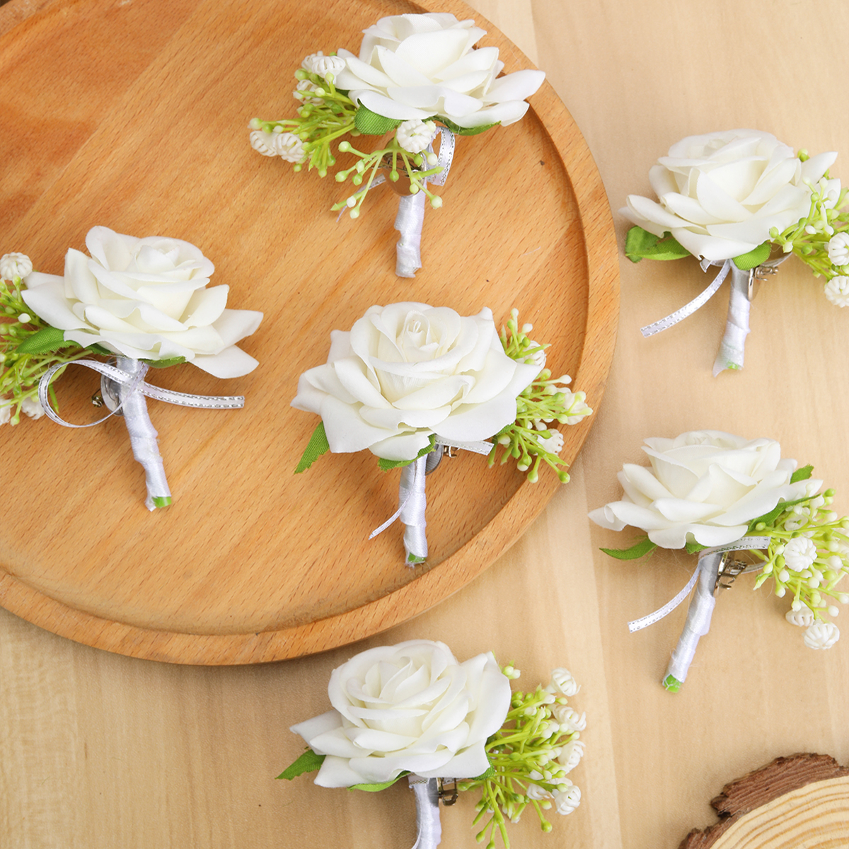 Men'S Grooming Set - 6PCS/set Boutonniere for Men Groom Rose