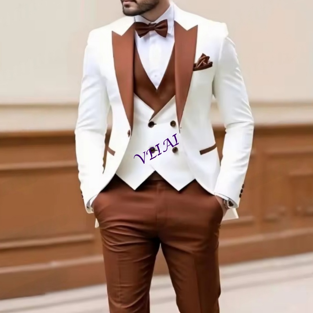 Men'S Grooming Set - New White And Brown Men Suit