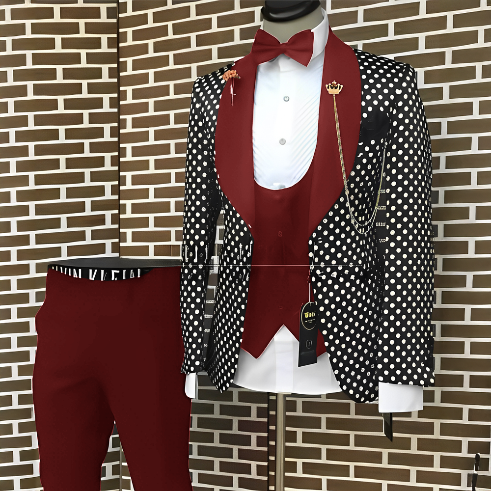Spotted Men's Suit 3 Piece Set - Men'S Grooming Spot avis et prix