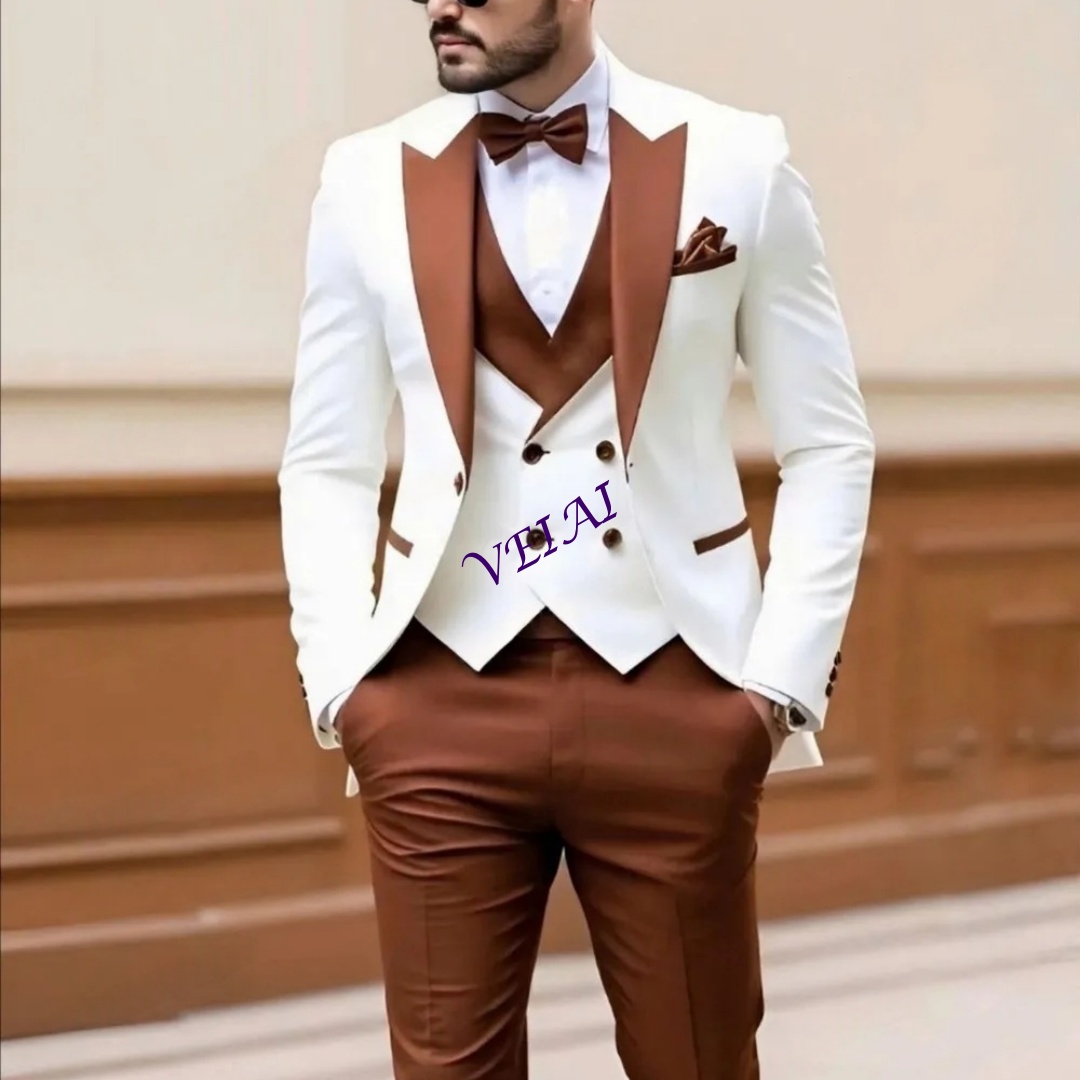 New White And Brown Men Suit F - Men'S Grooming Set avis et prix